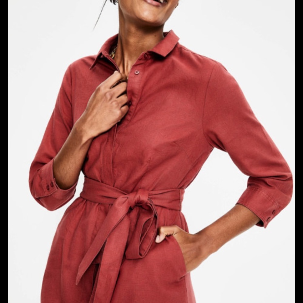 NWT Boden Freya Rust Linen Shirt Dress 6P - Picture 2 of 15
